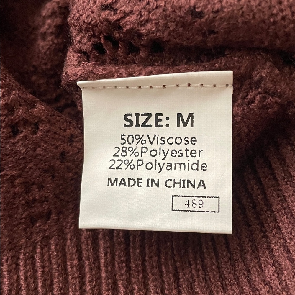 Oversized Eyelet Knit Top, Women’s M, Brown - Picture 8 of 8